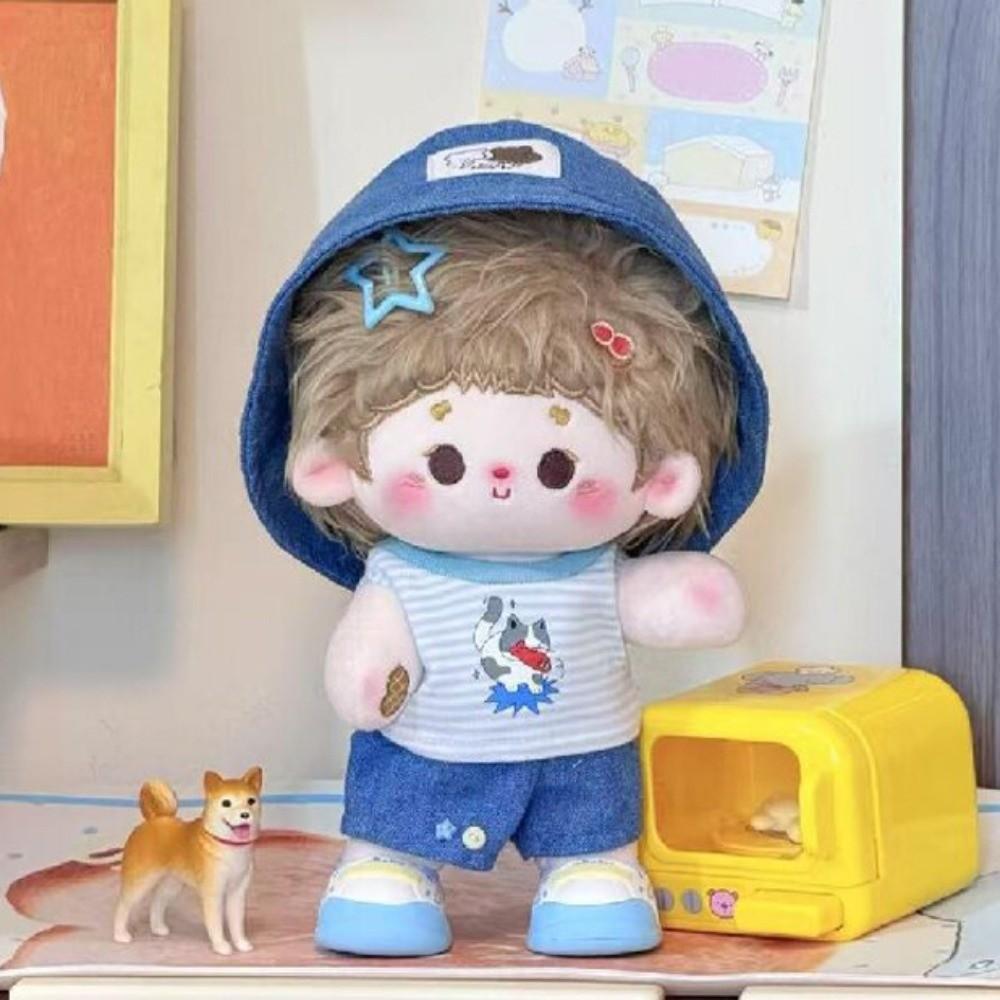 1 set Striped T-shirt 10/20cm Cotton Doll Clothes Cowboy Hat 10cm Doll Clothes  Kids Gift