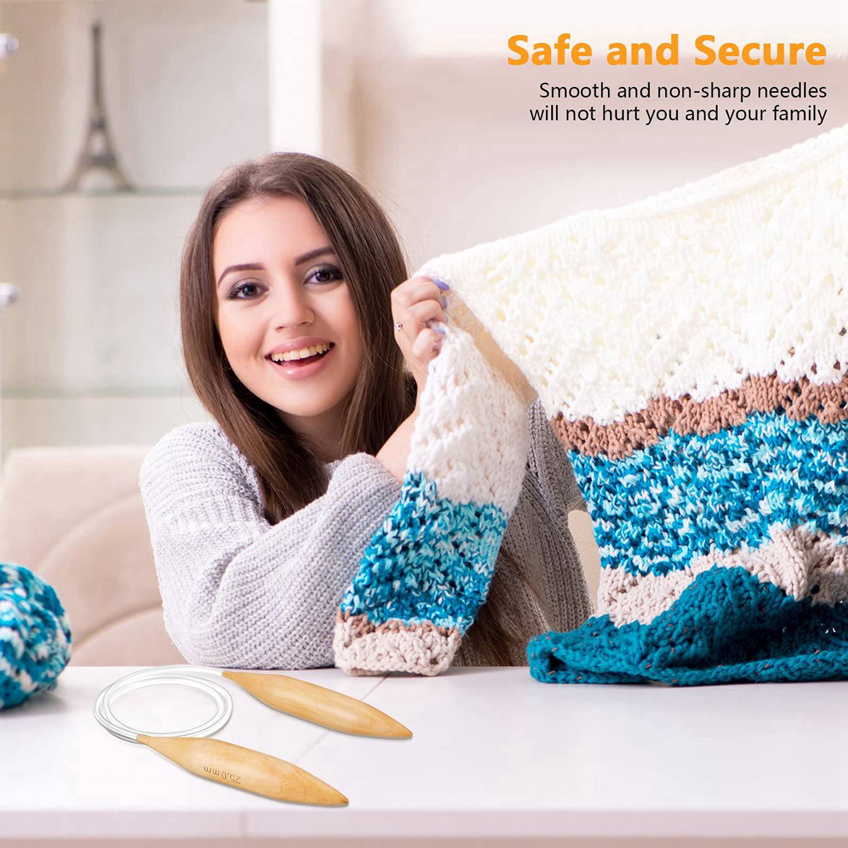 6X Bamboo Circular Knitting Needles Set Oversize Circular Knitting Needles Jumbo Needles US Size 19,35,50