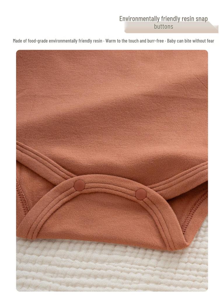Baby Unisex Fleece Bodysuit: Autumn/Winter Thick Snap-Crotch, High-Collar, Long-Sleeve