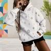 Women Plus Size Long Sleeve Drawstring Hoodie Geometric Printed Kangaroo Pocket Pullover