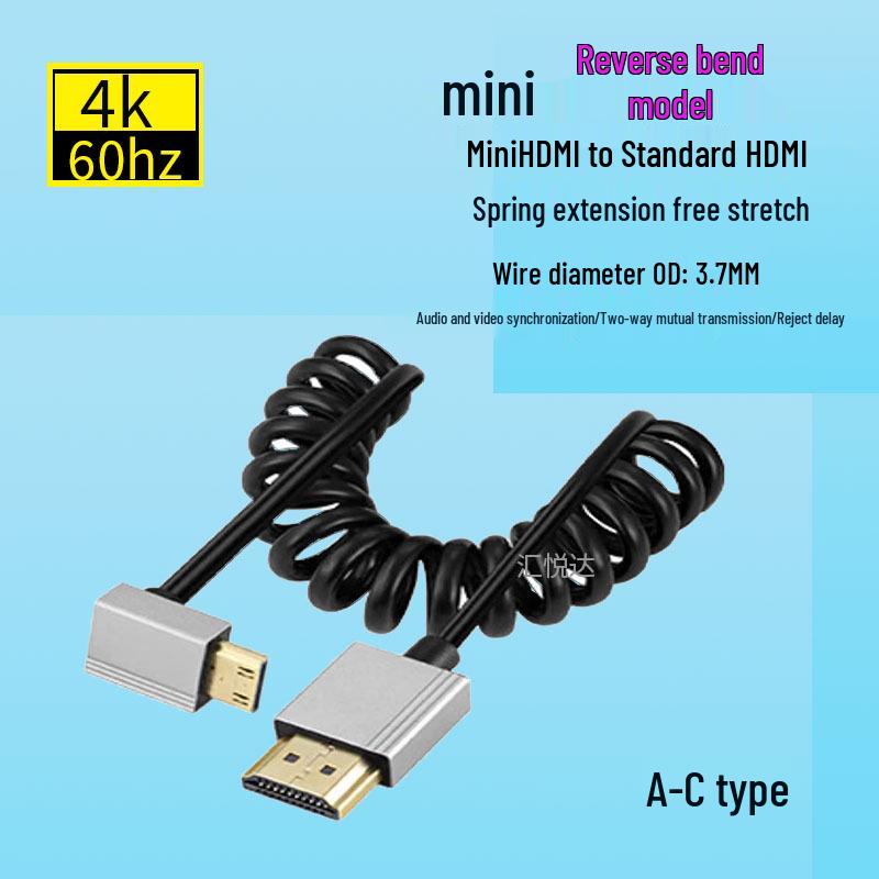 Ultra-thin Retractable HDMI to Mini HDMI 2.0 4K 60Hz Cable for HDTV, Computer, Projector, Camera