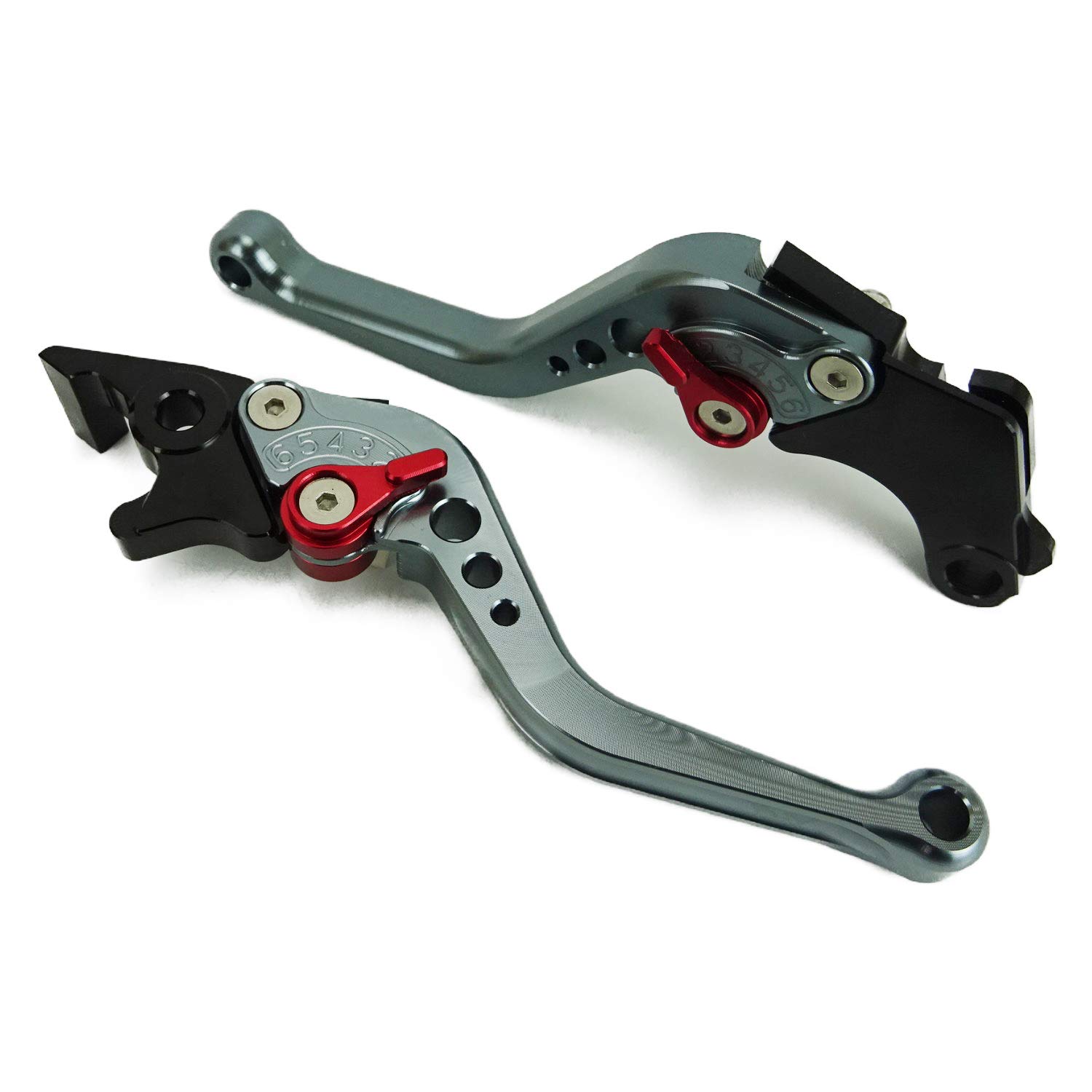 

H216 Gray Honda Brake and Clutch Fits Monkey GROM (Red) Levers, 6-Level Adjustment, Short, CL250, 125, 400X, CBR400R, etc.