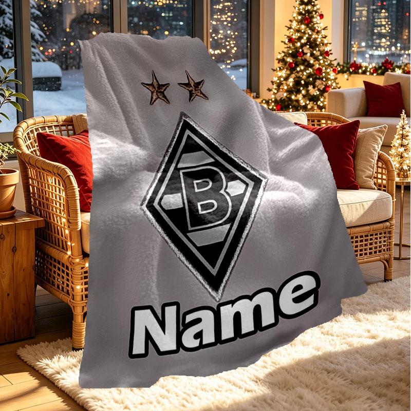Custom Name Personalized Borussia Monchengladbach Print Blanket, Home Decor, Bedroom, Sofa, Camping, Couch, Gifts for Birthday Christmas