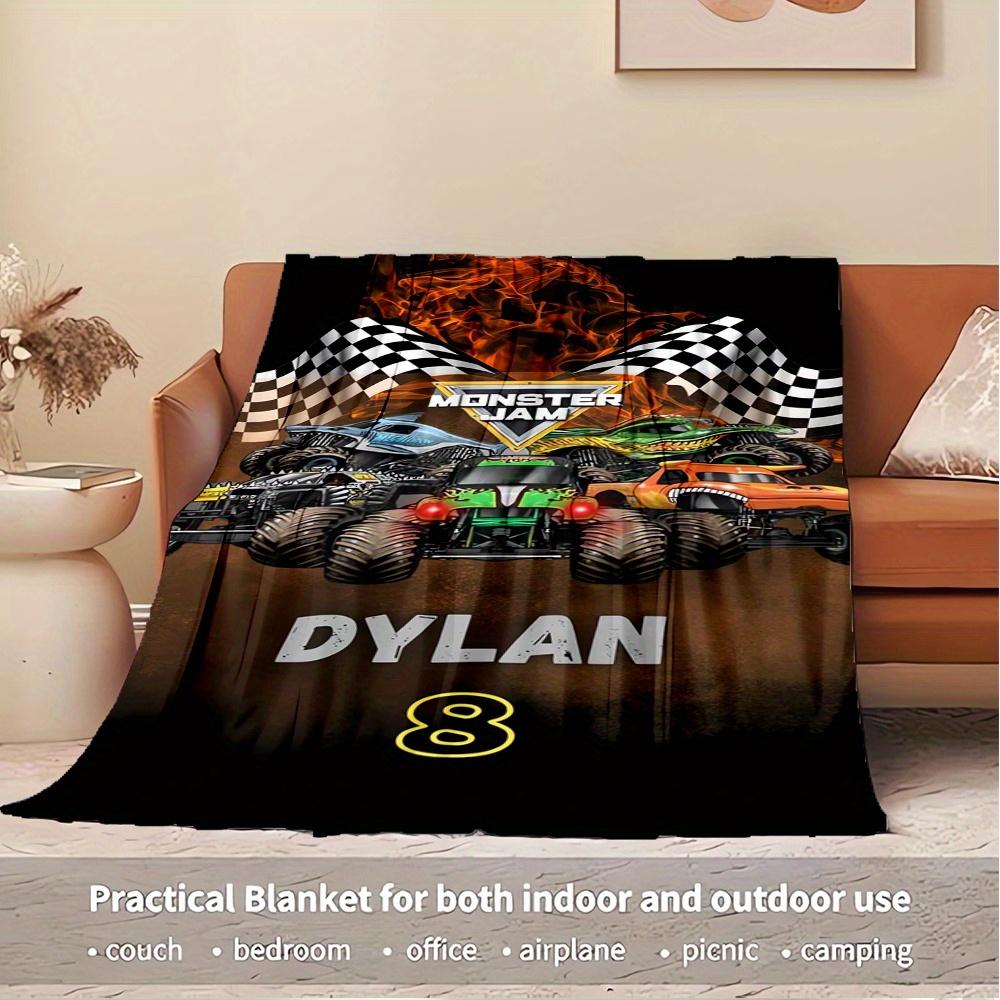 For Monster Jam,Dylan,Eight Themed Flannel Blanket, Glam Style, Digital Print, All Season Comfort, ,for Cozy Plush Flannel Cover166