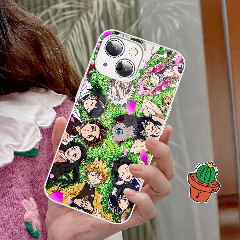 Demon Slayer Phone Case Tempered Glass For Iphone 14 13 12 11 Pro Mini XS MAX 14Plus X XS XR Fundas