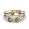 0,78 Karaat Rond Peridot 925 Sterling Zilver Roségoud Verguld Vier Steen Dames Trouwring