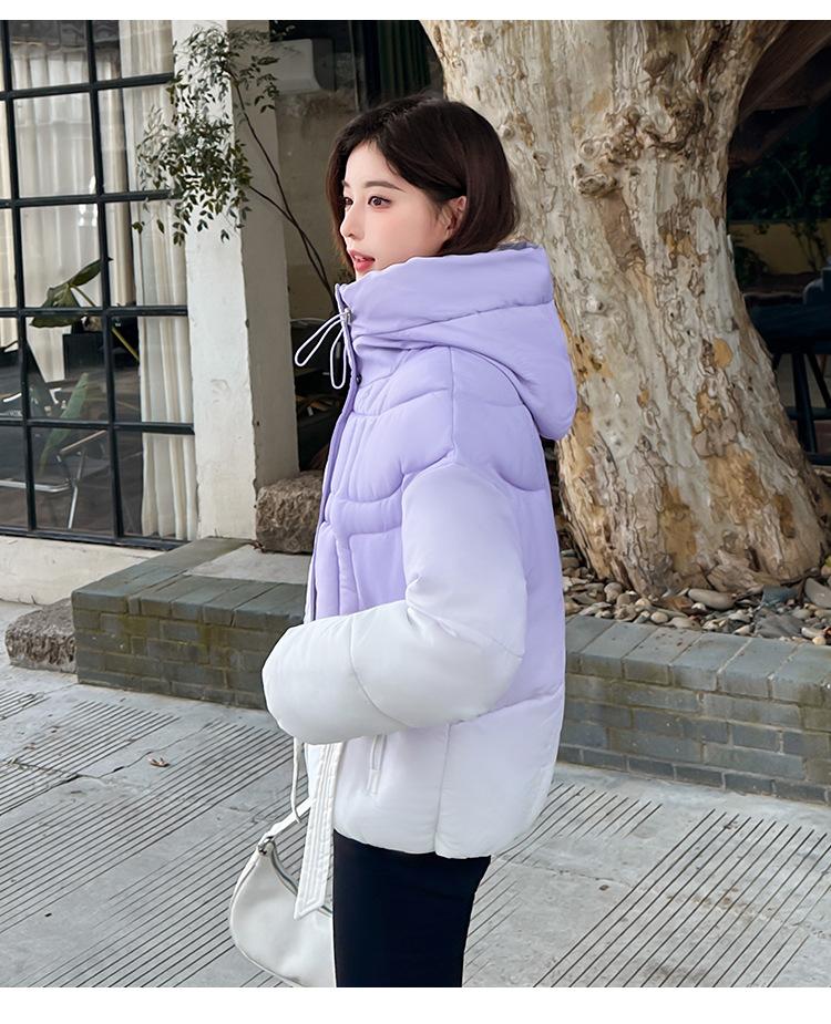 Gradient Hooded Winter Thickened Jacket