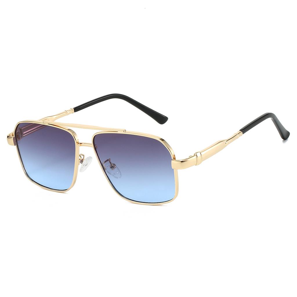 Square Metal Double Beam Men's Sunglasses Fashionable Light Luxury Casual Driving Sunglasses Personalized Colorful Sunglasses