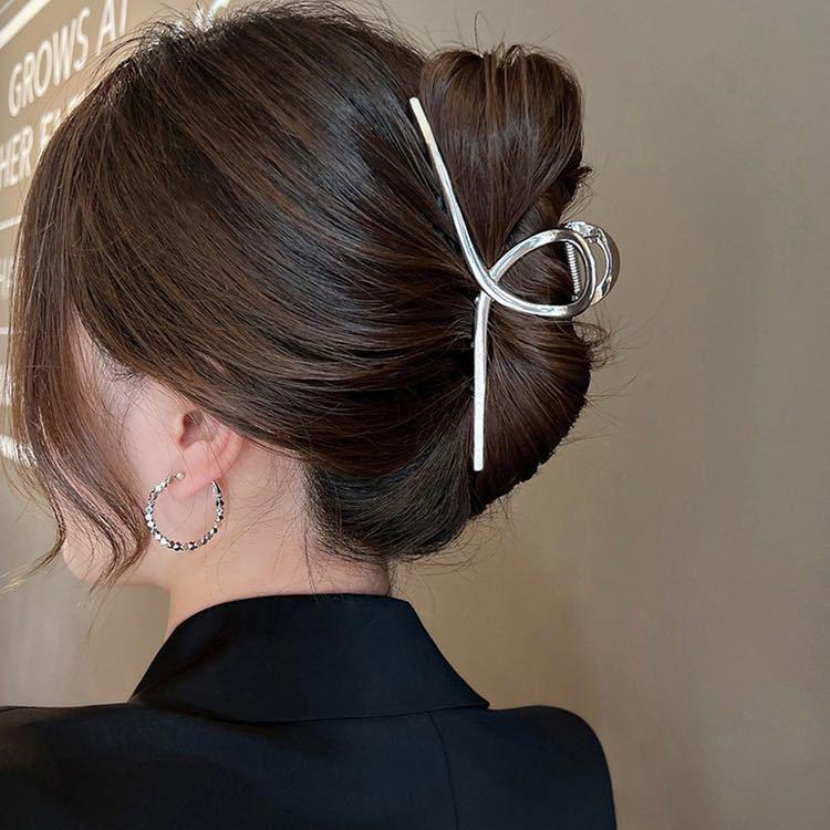 Silver Metal Geometric Shark Hair Clip for Thick Hair