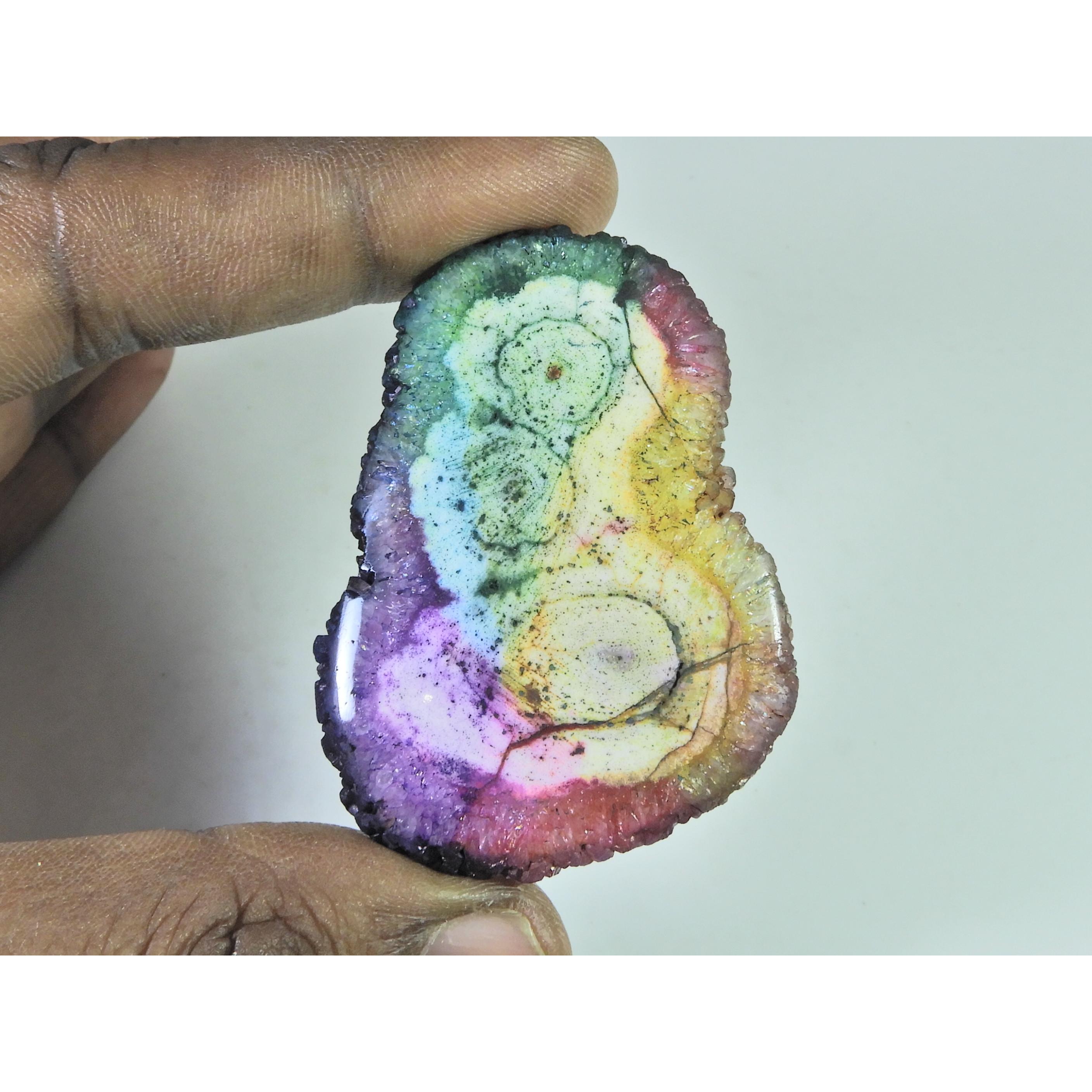 38X56X06MM Enhanced Solar Druzy Agate Fancy Cabochon Loose Gemstone 124Cts. B-355