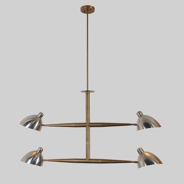 Italian Style Four Lights Brass Sputnik Chandelier Light Fixture Raw Brass Ceiling Fixture