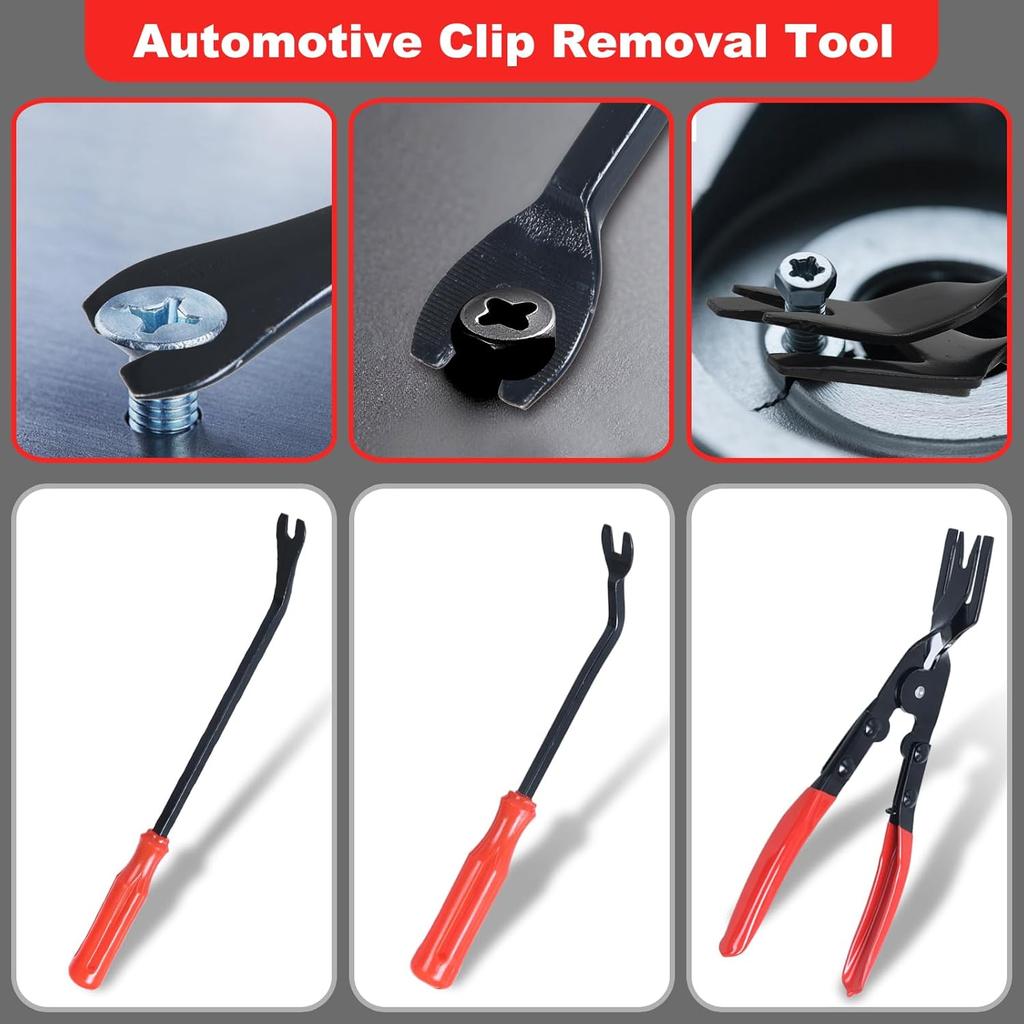 7 Pcs Auto Trim Removal Tool With Plastic Pry Tool, Automotive Car Trim Rivet Clip Removal Tool For Door Panel Dashboard Body, Auto Upholstery Car