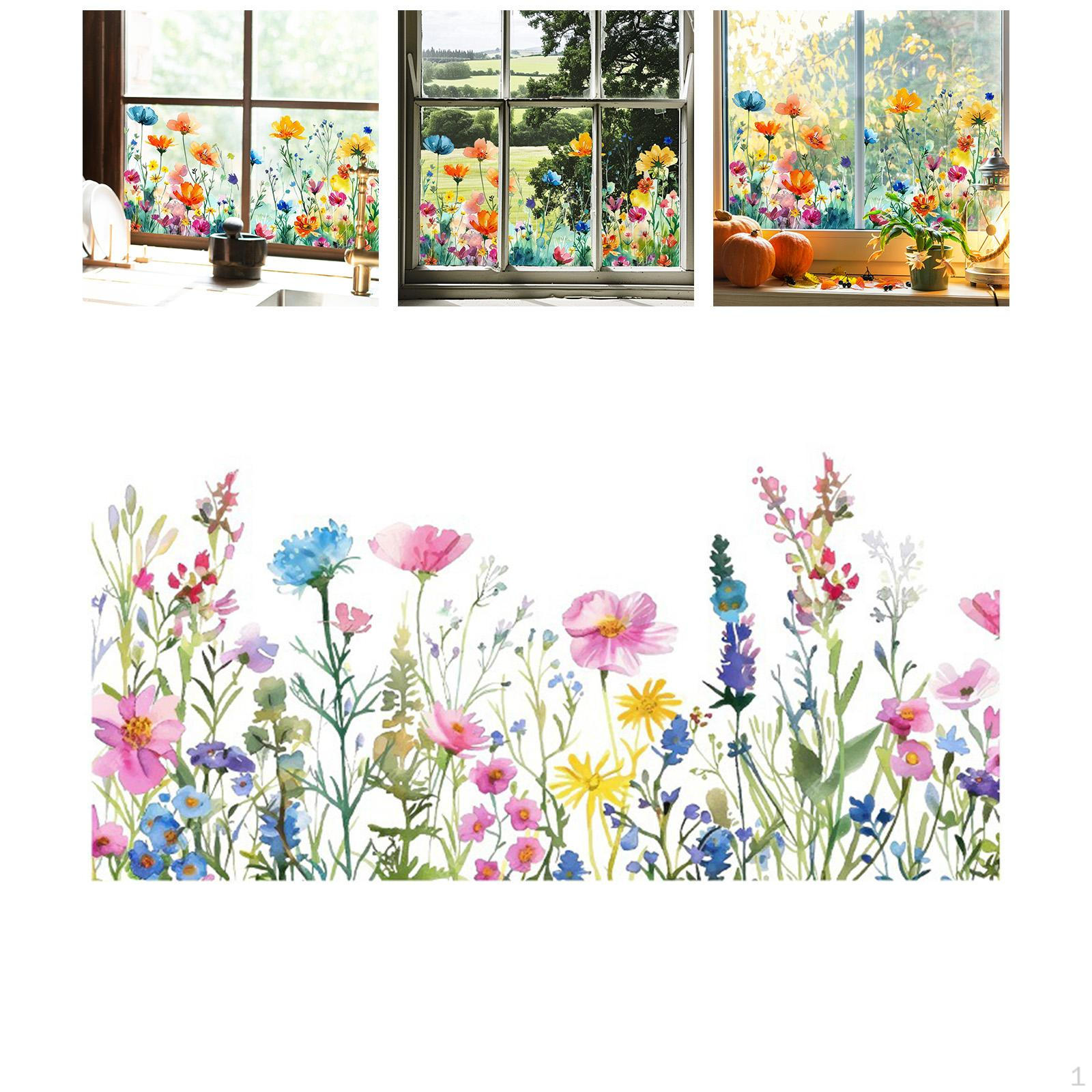 

Colorful Floral Window Cling for Home Type A