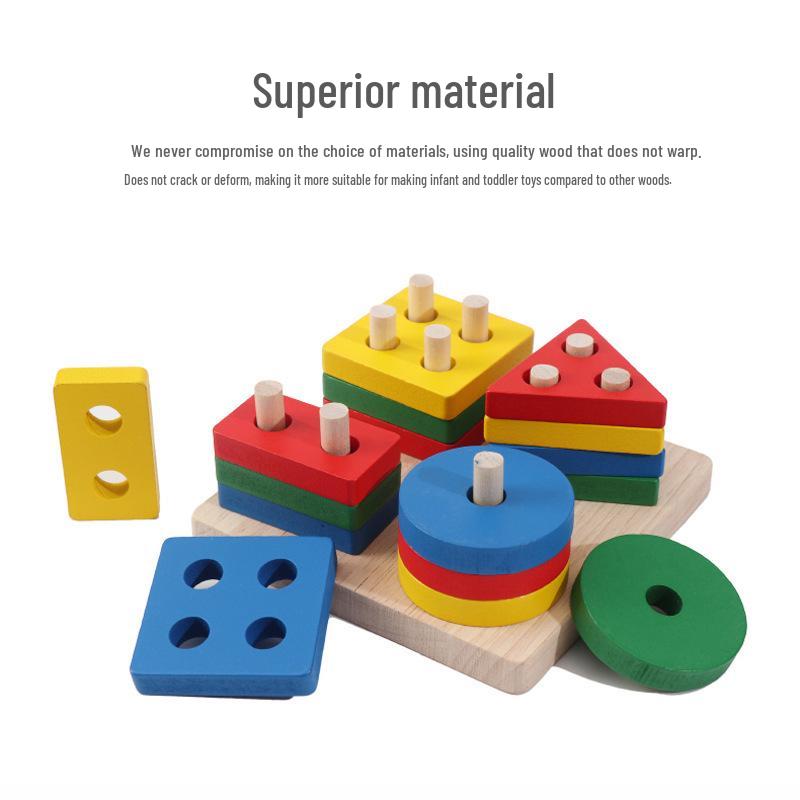 Montessori Geometric Stacking Rings & Shape Matching Toys for Toddlers