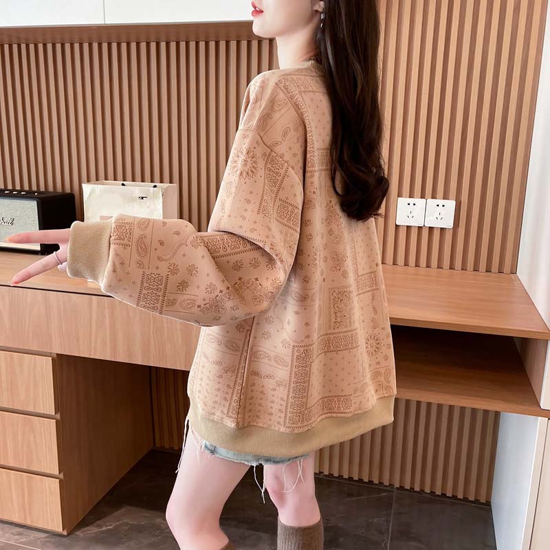 Sweatshirt for Women Autumn Winter Thickened Warm Stretchy Long Sleeve Oversize Tops