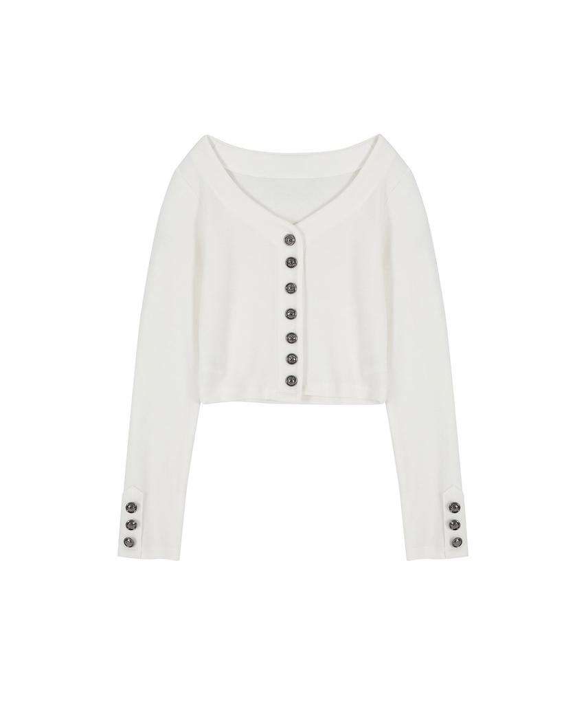 Iseeae Button-Up Antique Cardigan (Ivory)