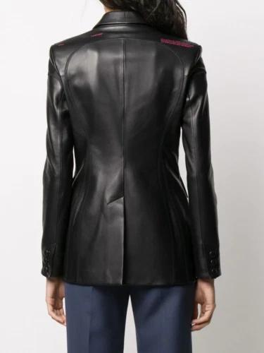 Women's Blazer Casual Formal Genuine Lambskin Leather New Stylish Black Handmade