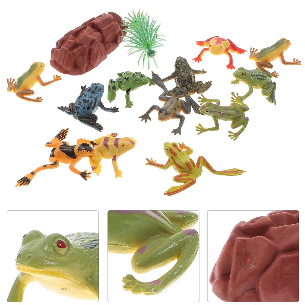 STOBOK Reptile Figurines, Frog Models, Living Frog Figurines, Plastic Reptile Frog Models, Miniature Animal Figures, Scenery, Gift, Set of 12