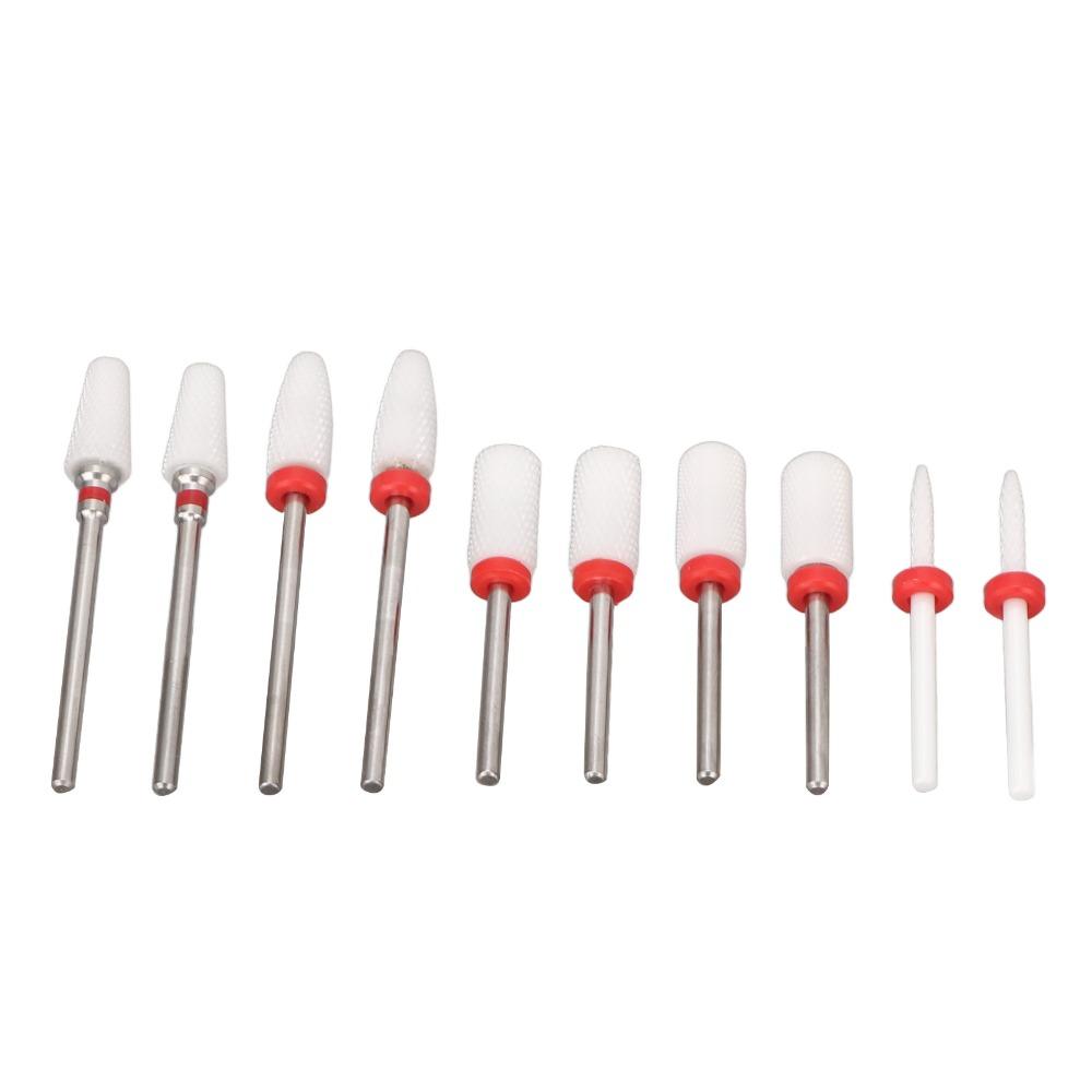 10pcs Ceramic Nail Art Drill Bits Set Suitable For Professionals & Beginners