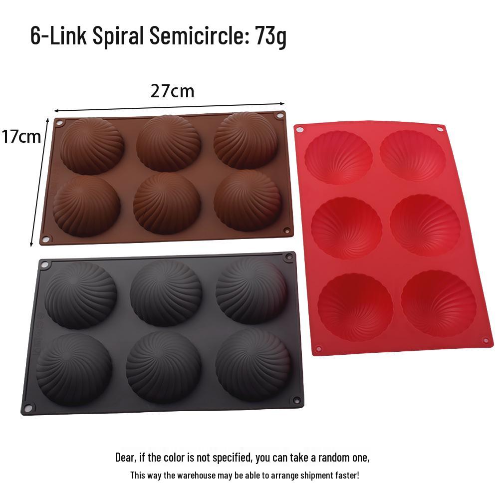 Spiral Handmade 6-Cavity Semi-Circular Soap & Cake Silicone Mold Gray