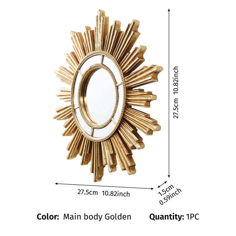 Retro Golden Sun Shaped Decorative Mirror