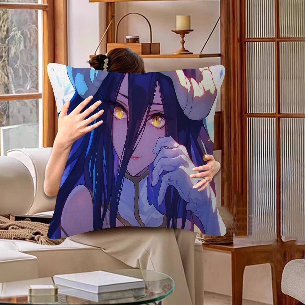 Gamer Albedo Anime Sexy Girls Cushion Cover Polyester Sofa Cushions Decorative Throw Pillows Home Decoration Pillowcover