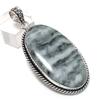 Banded Green Opal Gemstone 925 Sterling Silver Jewelry Pendant 2.44" B6P20