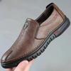 Mens Leather Shoes Slip On Soft Loafers Non Slip Breathable Driving Flats Spring Walking Office Work Shoes Mocassin Homme