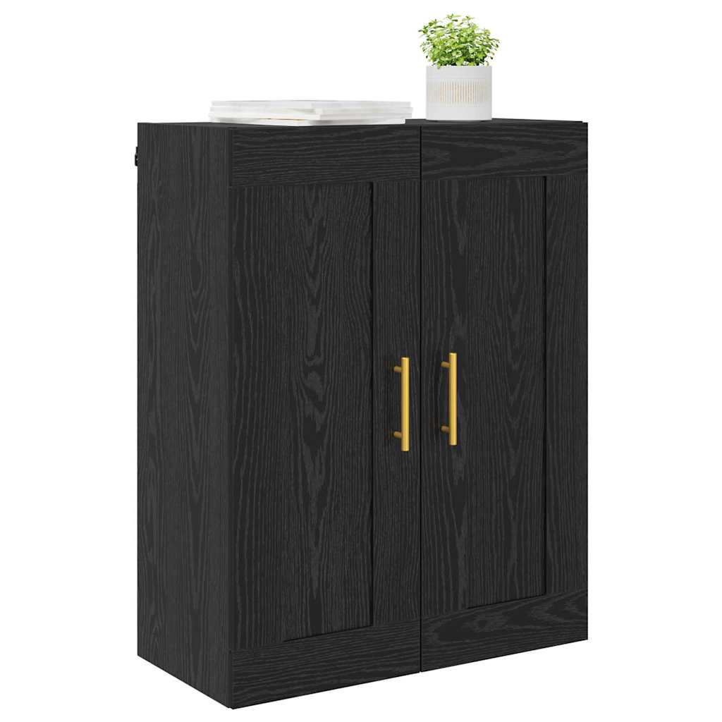 Wall Mounted Cabinet In Black Oak Effect 69.5 X 34 X 90 Cm