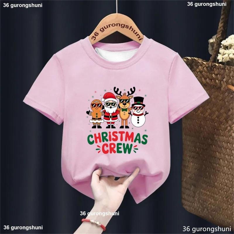 Christmas Fashion 2026 Christmas Crew Print Pattern Cute Men's and Women's T-shirt Christmas Short Sleeved Quick Drying T-shirt