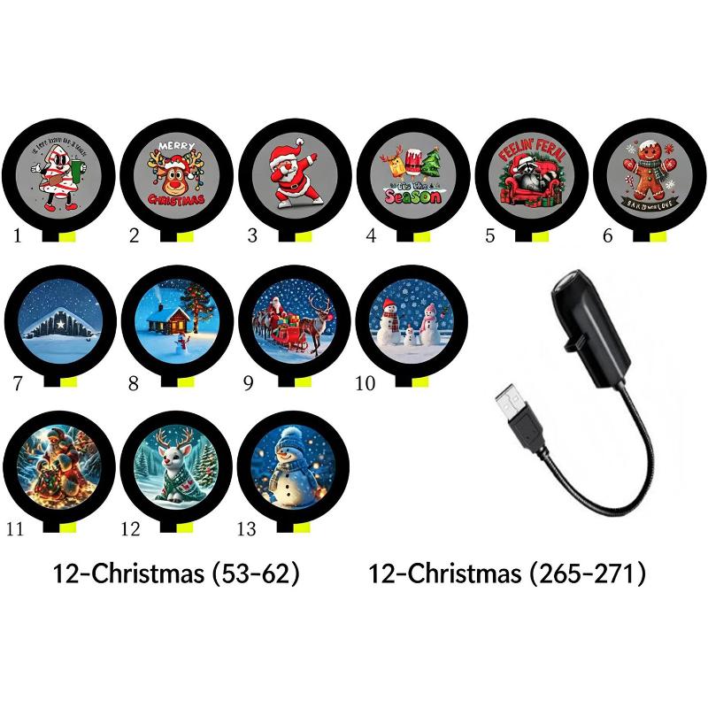Adjustable USB Christmas Projector Light 10 HD Patterns LED Night Light for Xmas Tree Party Indoor Decor