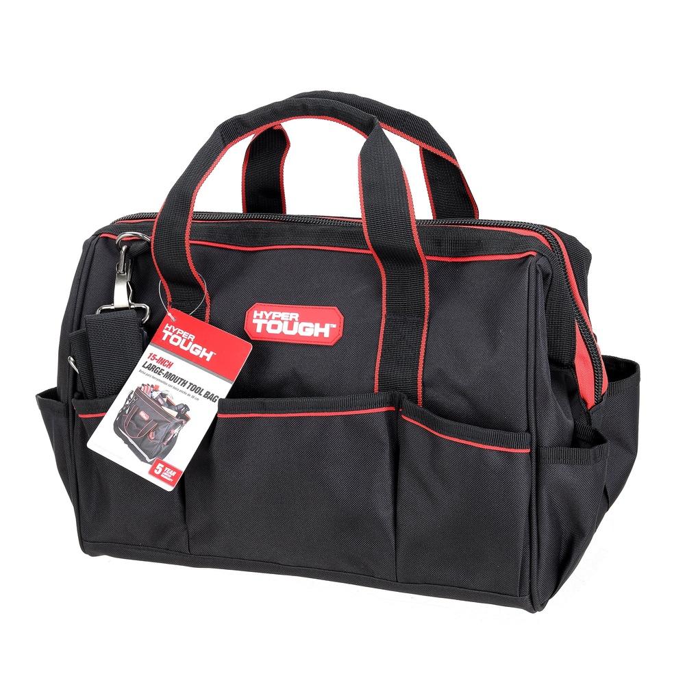 

15-дюймовая сумка для инструментов с широким горлом и 8 внутренними карманами, прочная переноска для инструментов, регулируемый ремень, дом, гараж, место работы, ремонт United States