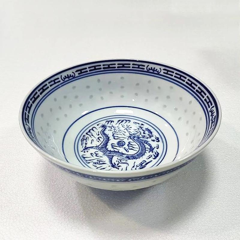 Keramikas trauki Jingdezhen Zili-balti porcelāna Ramen