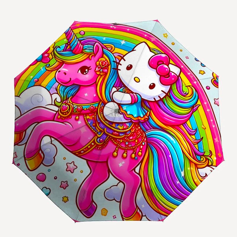 

1PC Unicorn, Hello Kitty Print Umbrella, Featuring Automatic Folding. This Sturdy And Durable Umbrella with Eight Ribs yy250917020