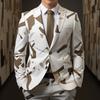Men's 3D Printed Suit Cos Party Stage Nightclub Shiny Cool Performance Suit