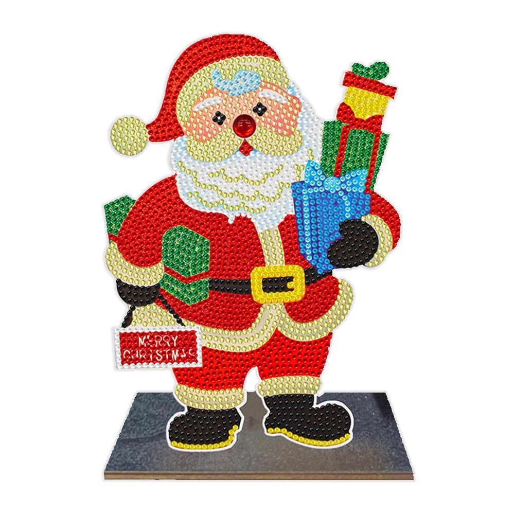 2D/Flat Wooden Christmas DIY Diamond Painting Tabletop Ornaments Kit Diamond Painting Desktop Decorations for Adults Beginner