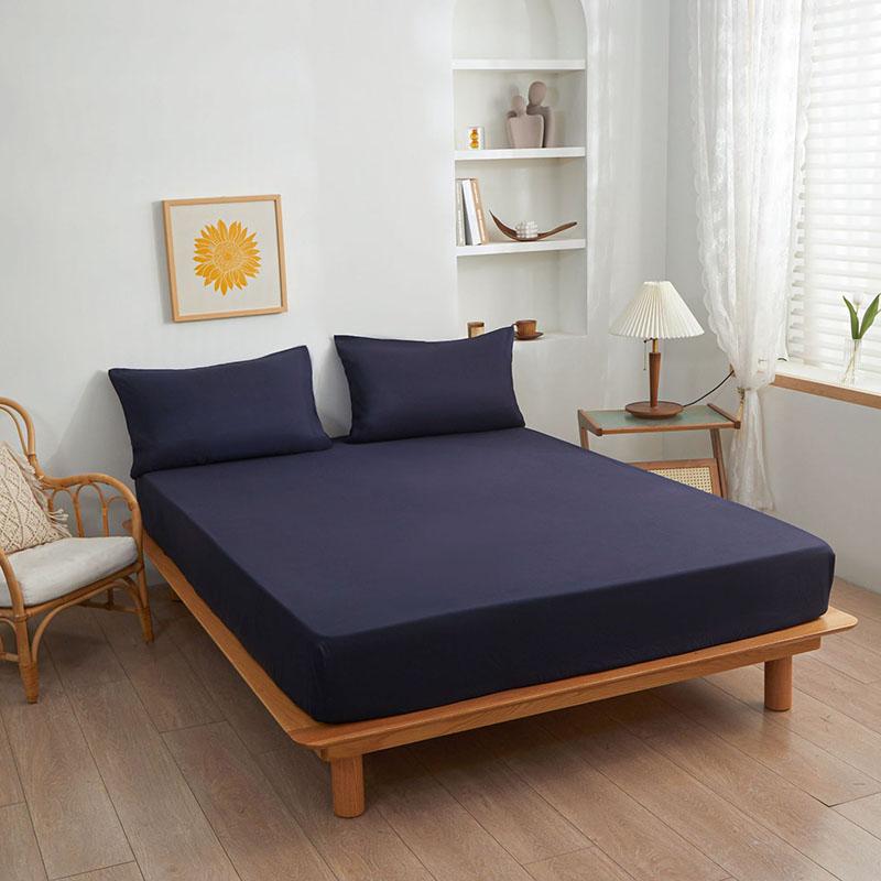 100% Cotton Solid Color Fitted Sheet Pure Cotton Skin Friendly Mattress Cover With Elastic Band 1 Pcs Queen King Bed Decoration