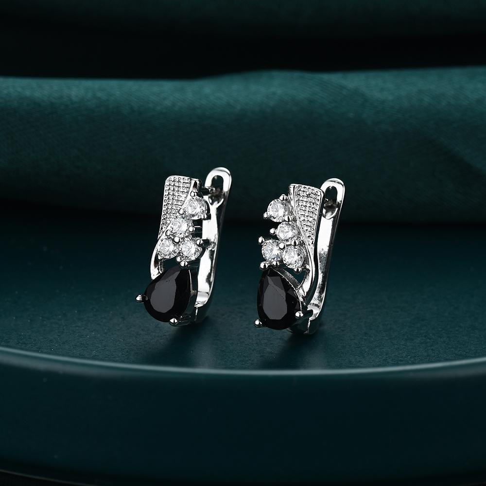 Black Awn Black Stone Earrings
