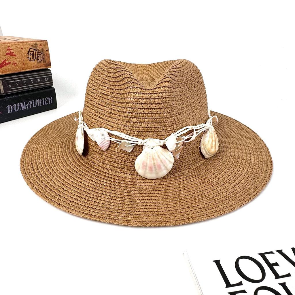 European And American French Straw Chain Sunshade Sun Protection Straw Hat Beach Vacation Sun Hat Men And Women Couple Top Hat