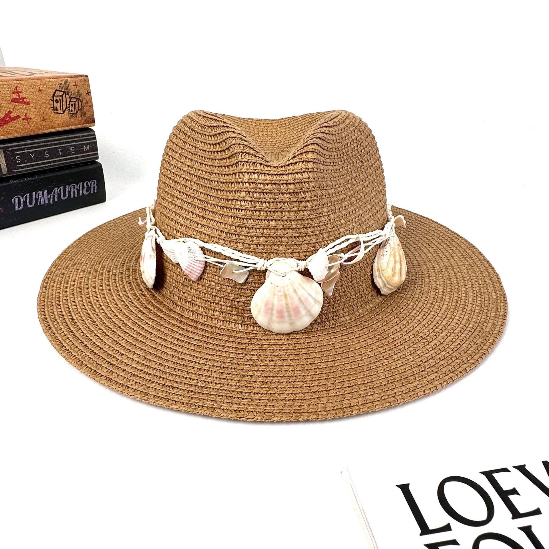 

European And American French Straw Chain Sunshade Sun Protection Straw Hat Beach Vacation Sun Hat Men And Women Couple Top Hat M（56-58cm） темного кольору хакі