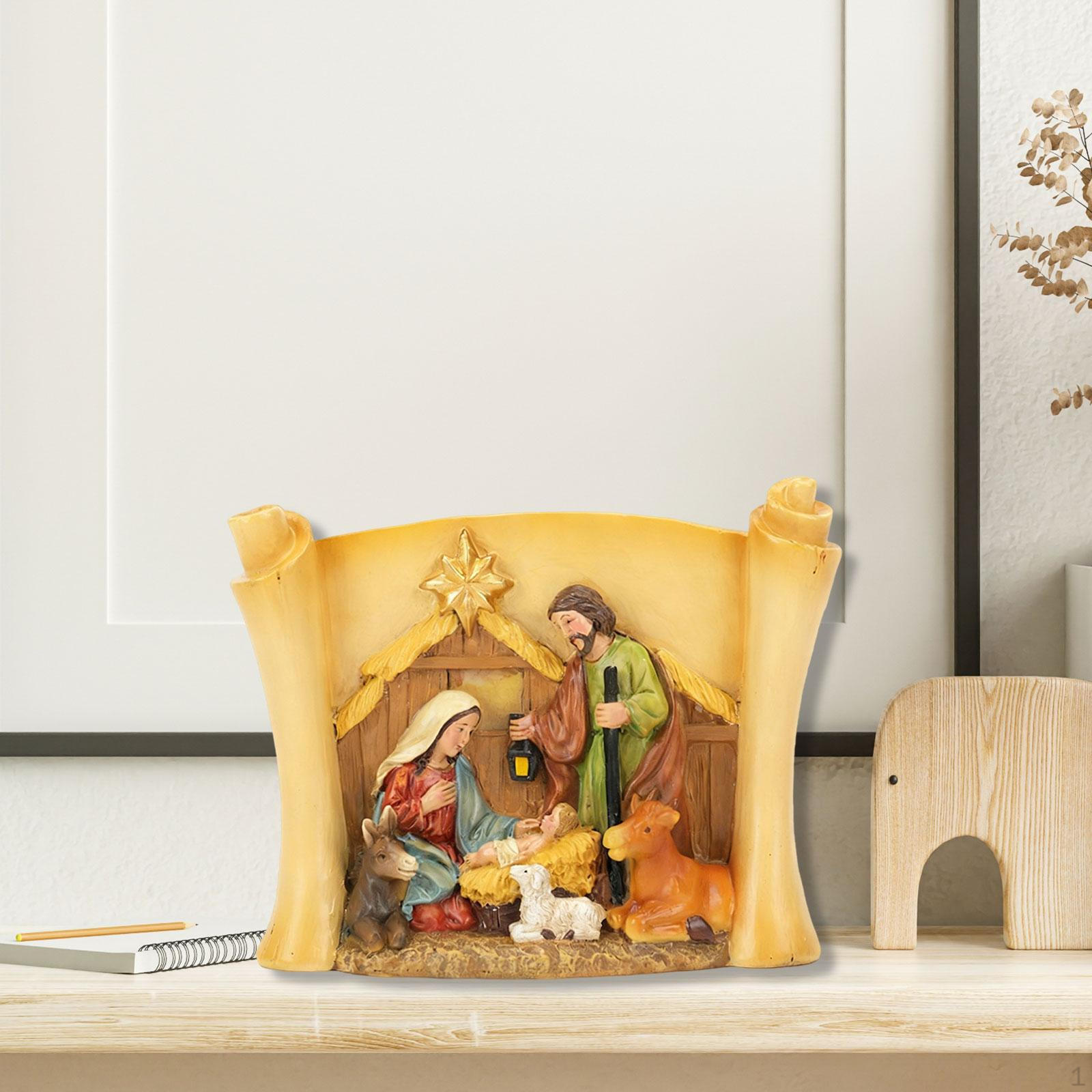 Смола Святое Семейство Статуэтка Рождественская Статуя Произведение Искусства Поделки Украшение Скульптура для Стола Шкафа