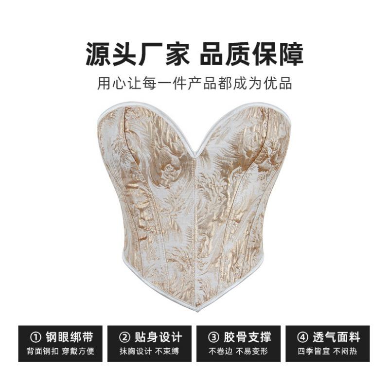 Gold Printed Tube Top Shapewear for Women Sexy Strapless Corset Corset