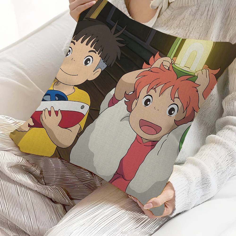 Cute P-Ponyo Movie On The Cliff Cushion Cover Pillowcase Upholstery Sofa Throw Pillow Home Decor Pillowcas
