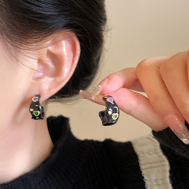 Vintage Enamel Drip Glaze Hoop Earrings Premium Exquisite Trendy Statement Stud Earrings Party Jewelry Gift