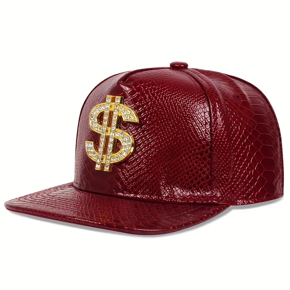 Unisex S Etikett Schlangenmuster Leder Hip-Hop Hüte Frühling Herbst Outdoor Verstellbar Lässig Baseballkappen Sonnenschutzhut brown