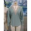 Fall Winter New Solid Color V-Neck Lace Splicing Loose Long Sleeve T-Shirt Top for Amazon EU US Cross-border Trade