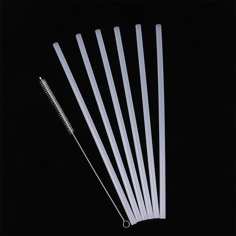 6Pcs Plastic Clear Straws Reusable Straw With Cleaning Brush 31Cm Drinking Straws For Water Bottle Travel Tumblers Accessories