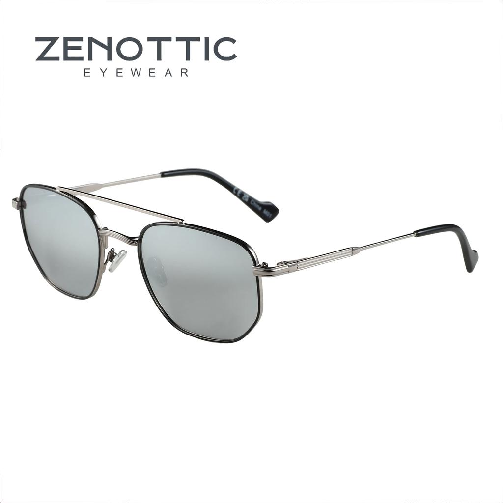 ZENOTTIC 2025 Fashion Hexagonal Geometry Polarized Sunglasses Unsiex Polygon Metal Shade Pilot Sun Glasses ZS1210