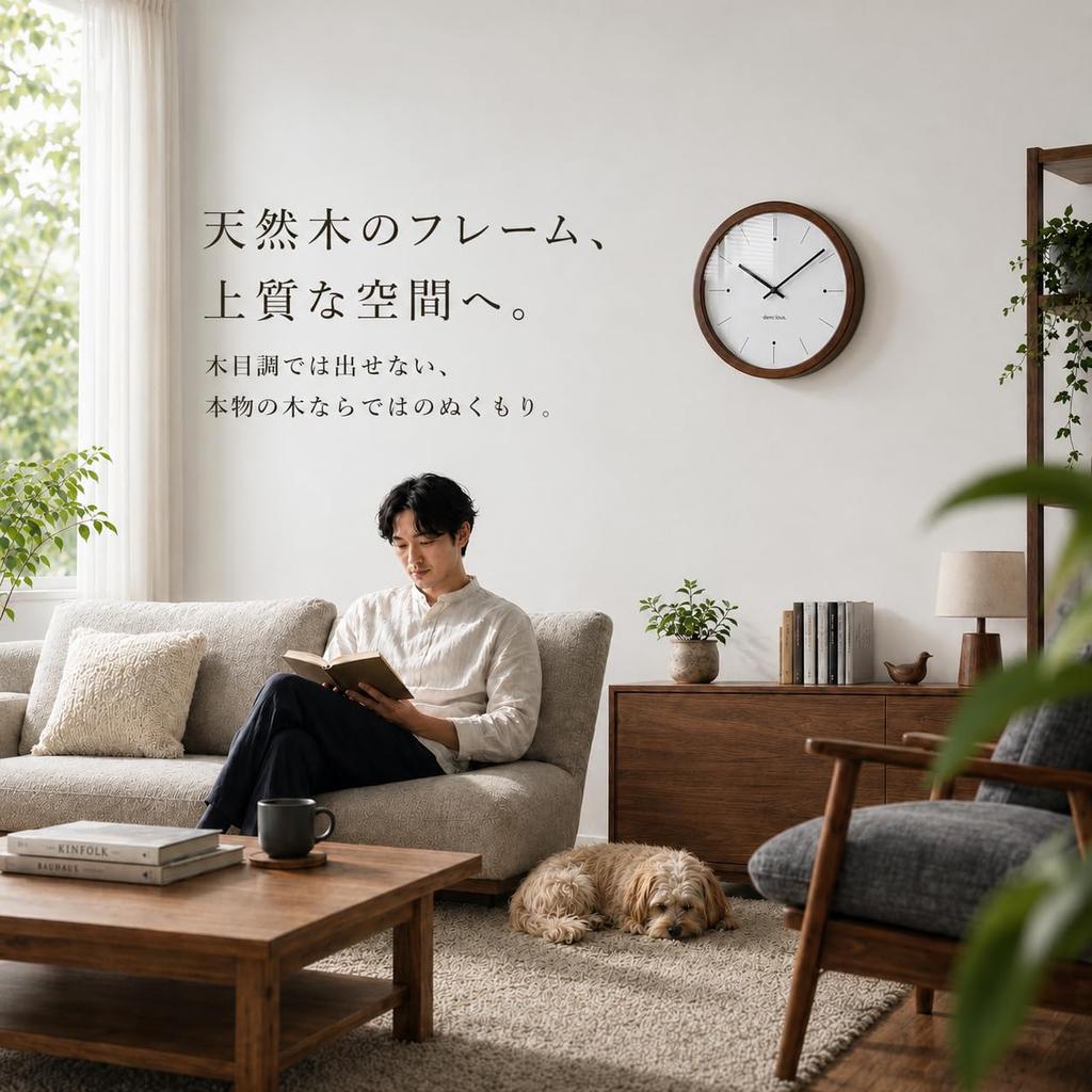 DEMI Wall Clock Natural Wood Natural Minimalist Glass Silent No White Scandinavian Stylish Wall Wood Easy To Interior Battery for Living Lounge LOUS.
