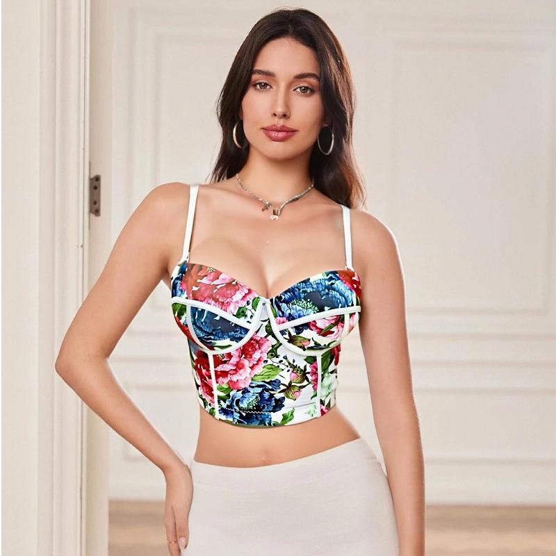 

Open-button tube top, suspender top, vest, women s gathered fish bone corset, bra with chest pad. 34 белый